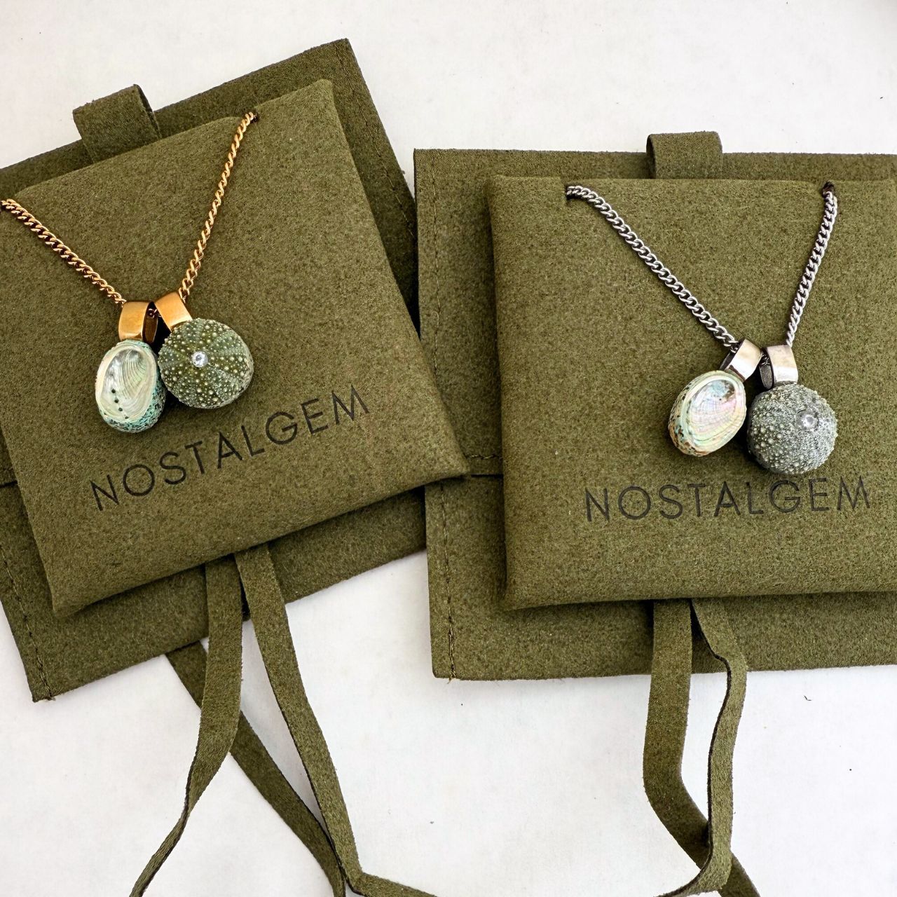 Paua & Kina Shell Pair Necklace (BEST SELLER) - Curb chain