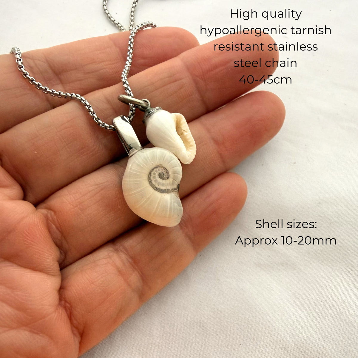 Ram's Horn & Whelk Shell Story Necklace (Silver)