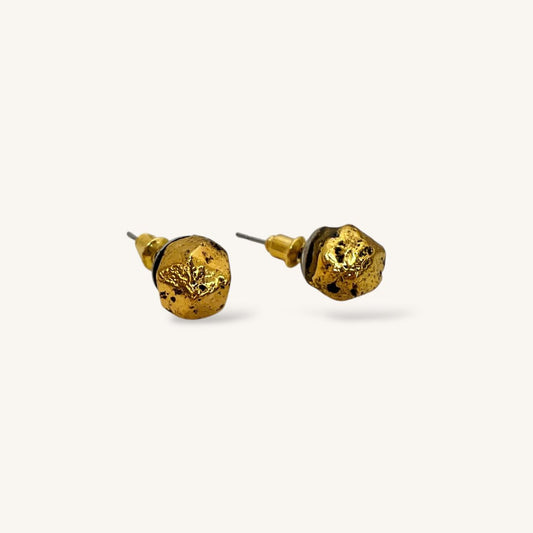 Lava Stone Nugget Golddipped Stud Earrings