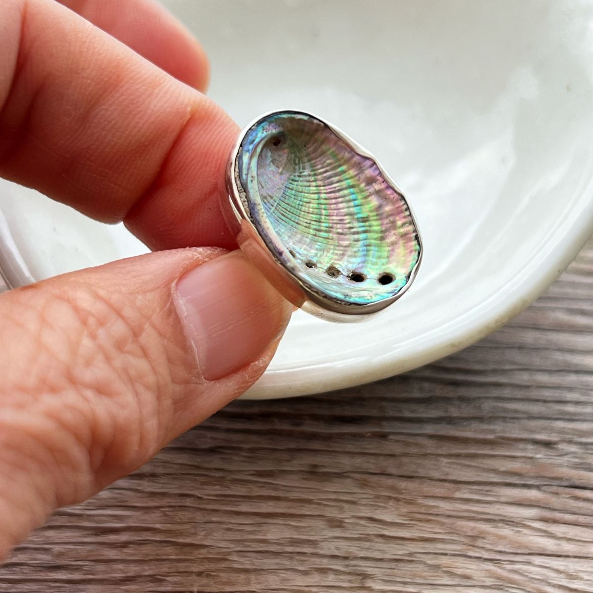 Farm Paua Shell 22mm Adjustable Sterling Silver Ring