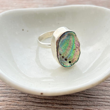 Farm Paua Shell 22mm Adjustable Sterling Silver Ring