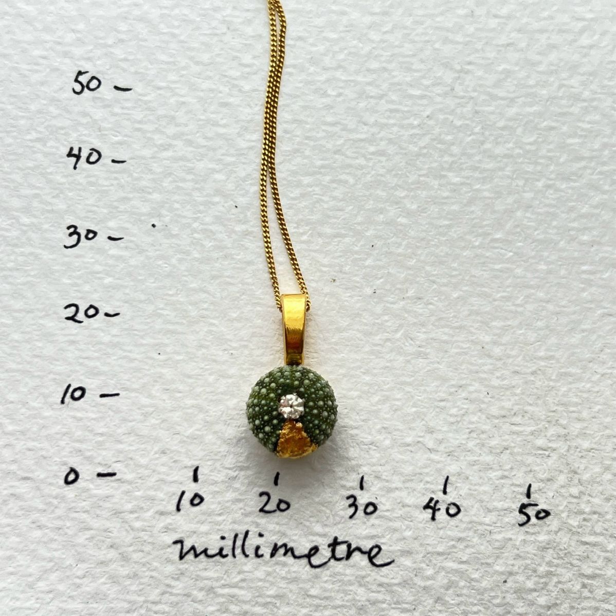 Tiny Kina Pendant Kintsugi Gold Necklace with Cubic Zirconia