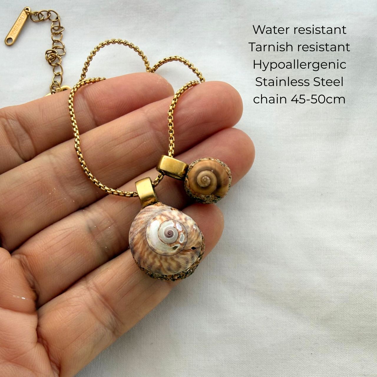 Pinwheel Pair Shell Story Necklace (Gold)