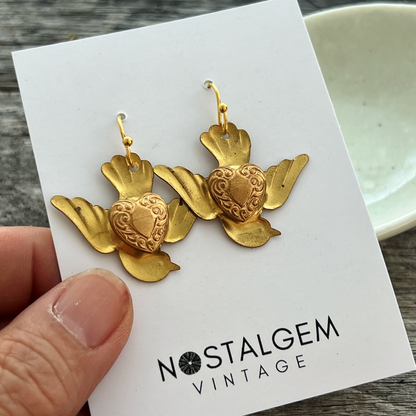 BCFM Early Bird Day 5 (22 Nov): (VI01) Vintage Swallow Heart Charm Earrings