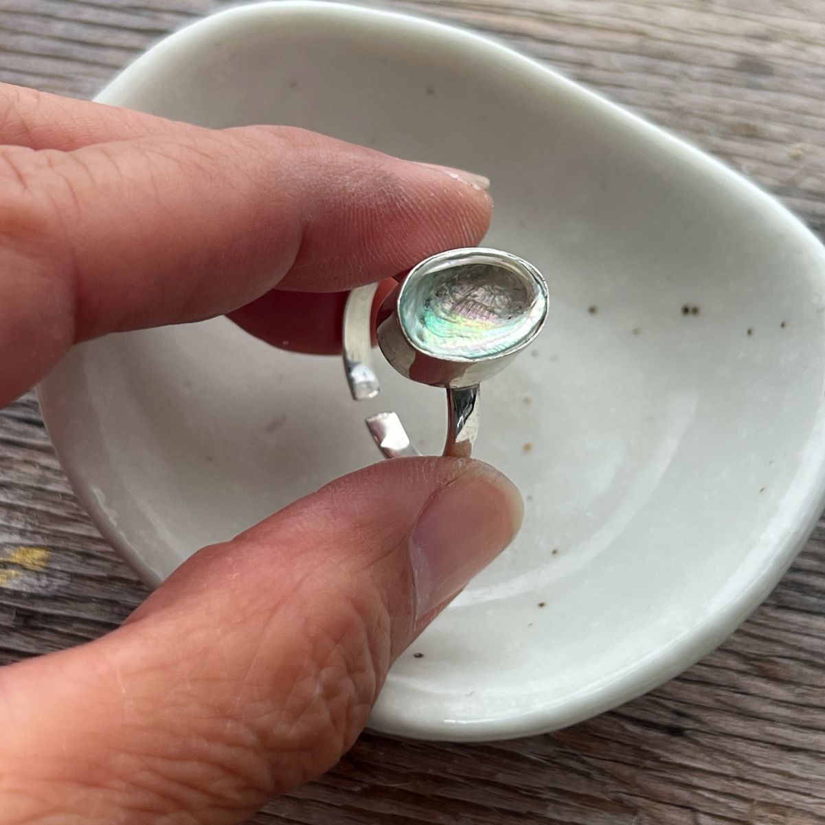 Farm Paua Shell 13mm Sterling Silver Ring 8