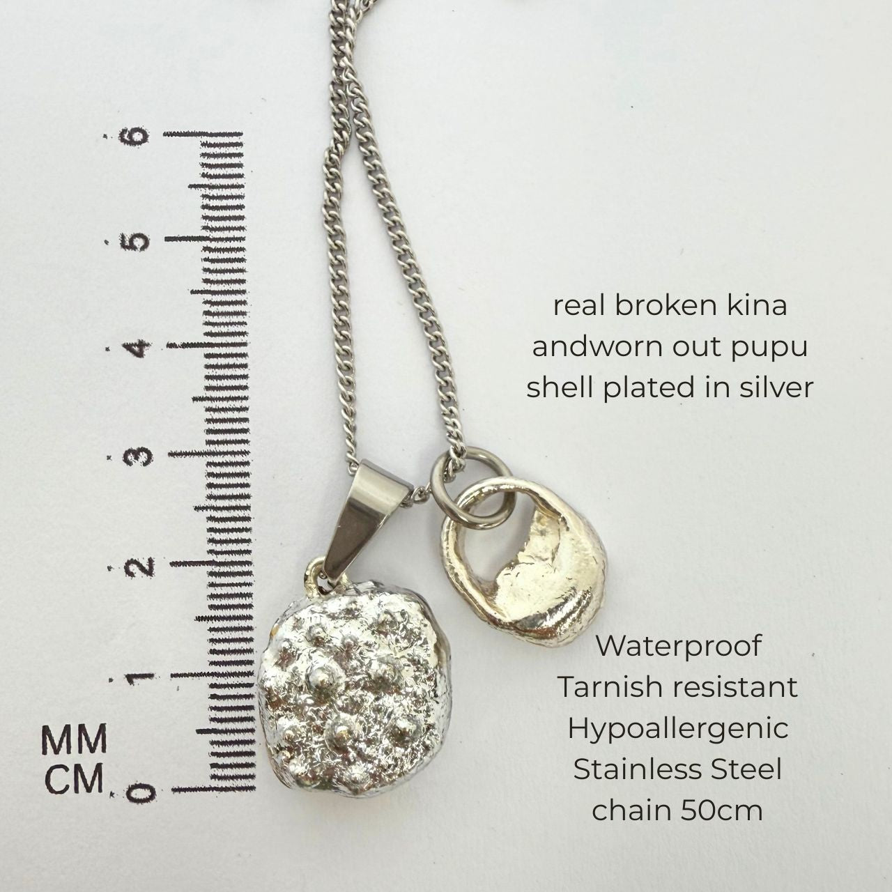 Broken Kina & Pupu Shell Story Necklace (Silverdipped)