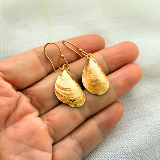 Mussell Shell Gold Hook Earrings (Goldleaf)