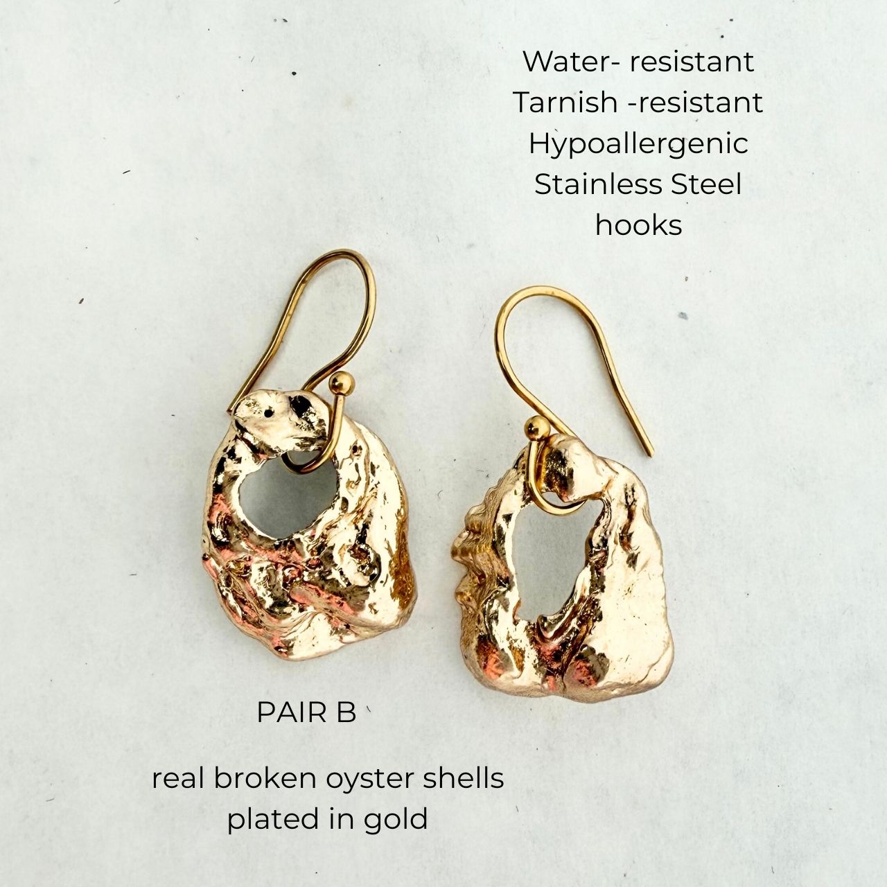 Broken Oyster Shell Earrings (Gold)