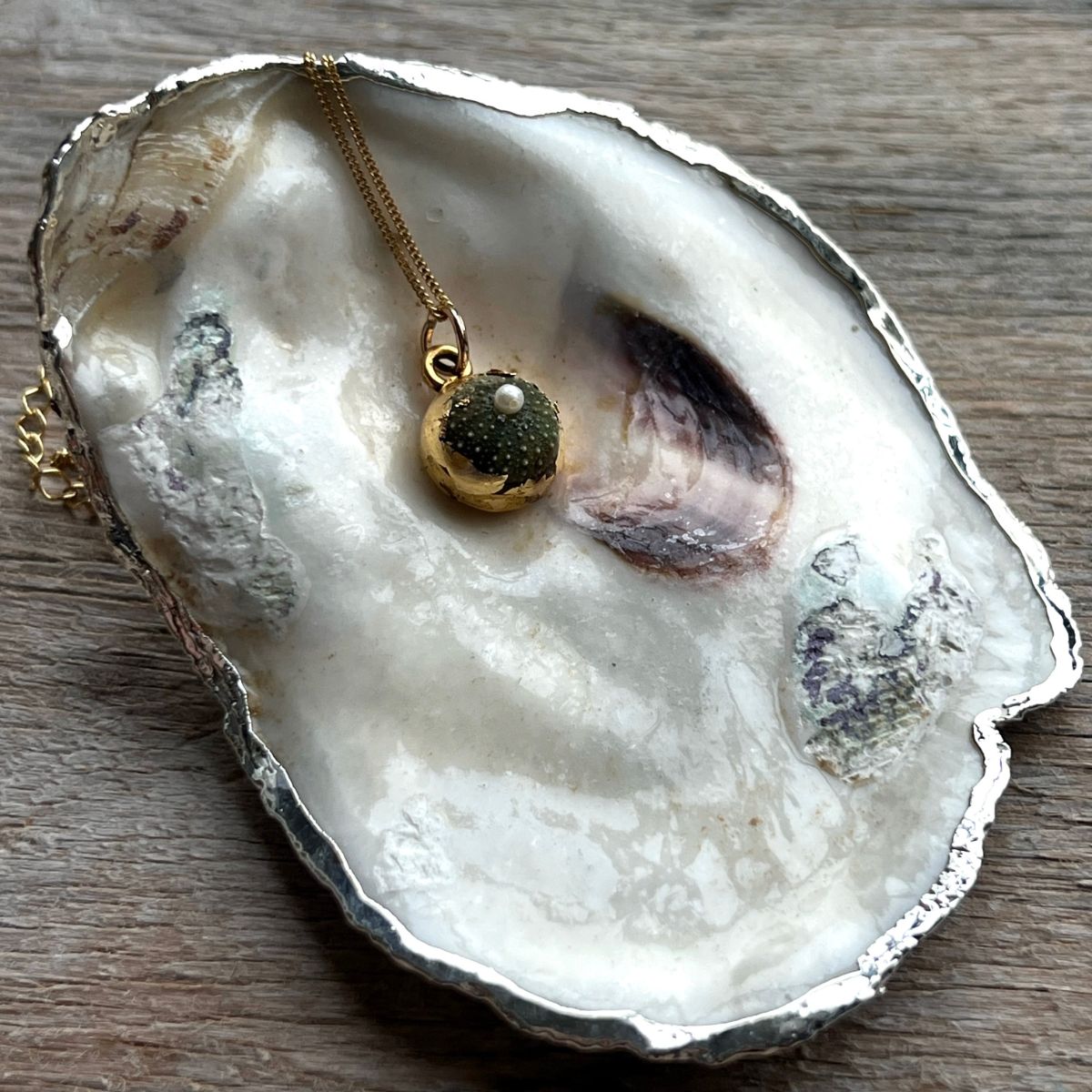 Oyster Shell Silver Gilded Jewellery Dish x 1