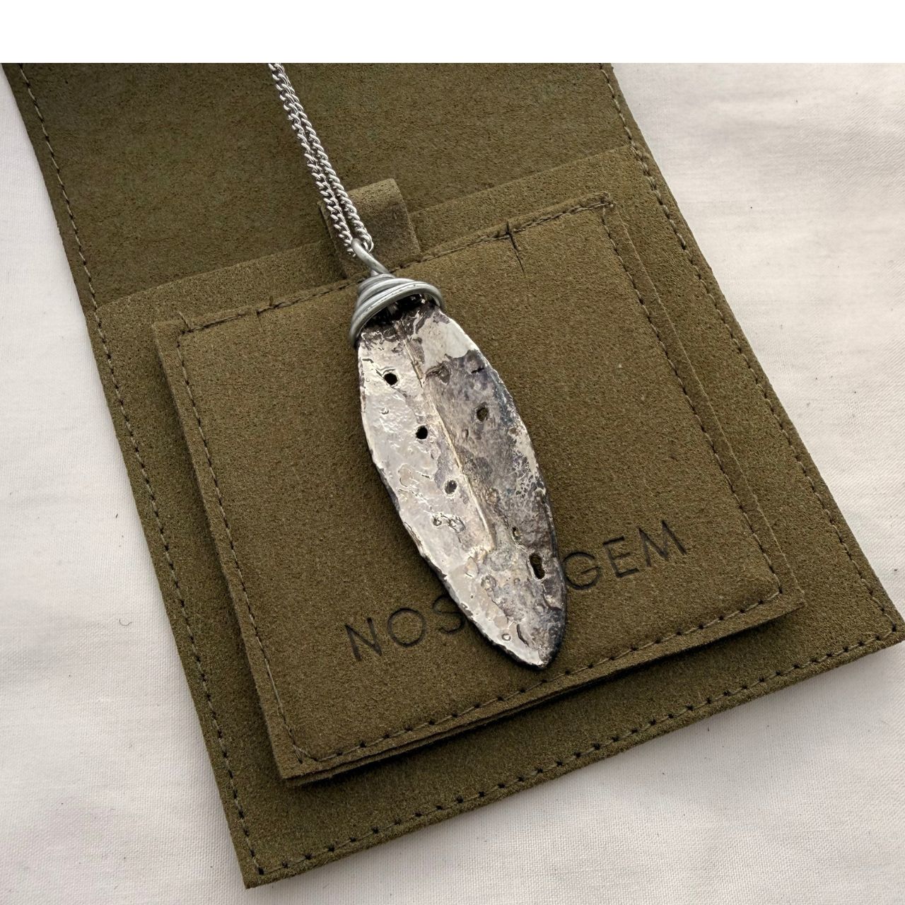 Silver Real Pohutukawa Leaf Necklace - Samples & Seconds