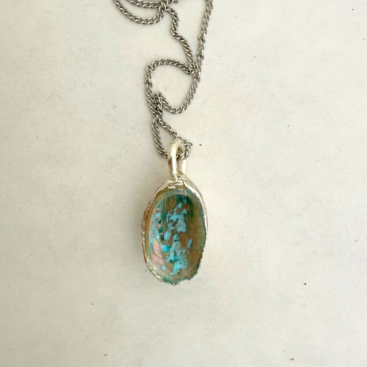 Single Paua Shell Necklace (Silverplated) - Samples & Seconds