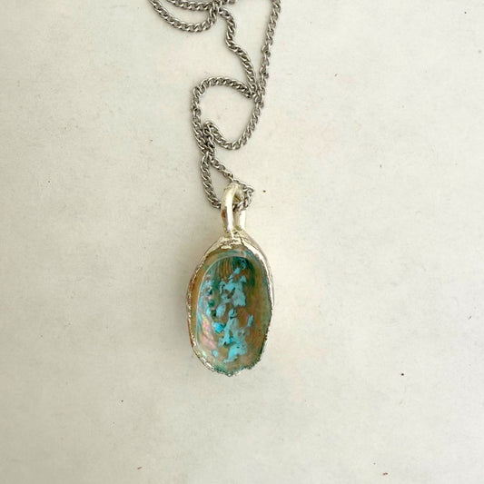 Single Paua Shell Necklace (Silverplated) - Samples & Seconds