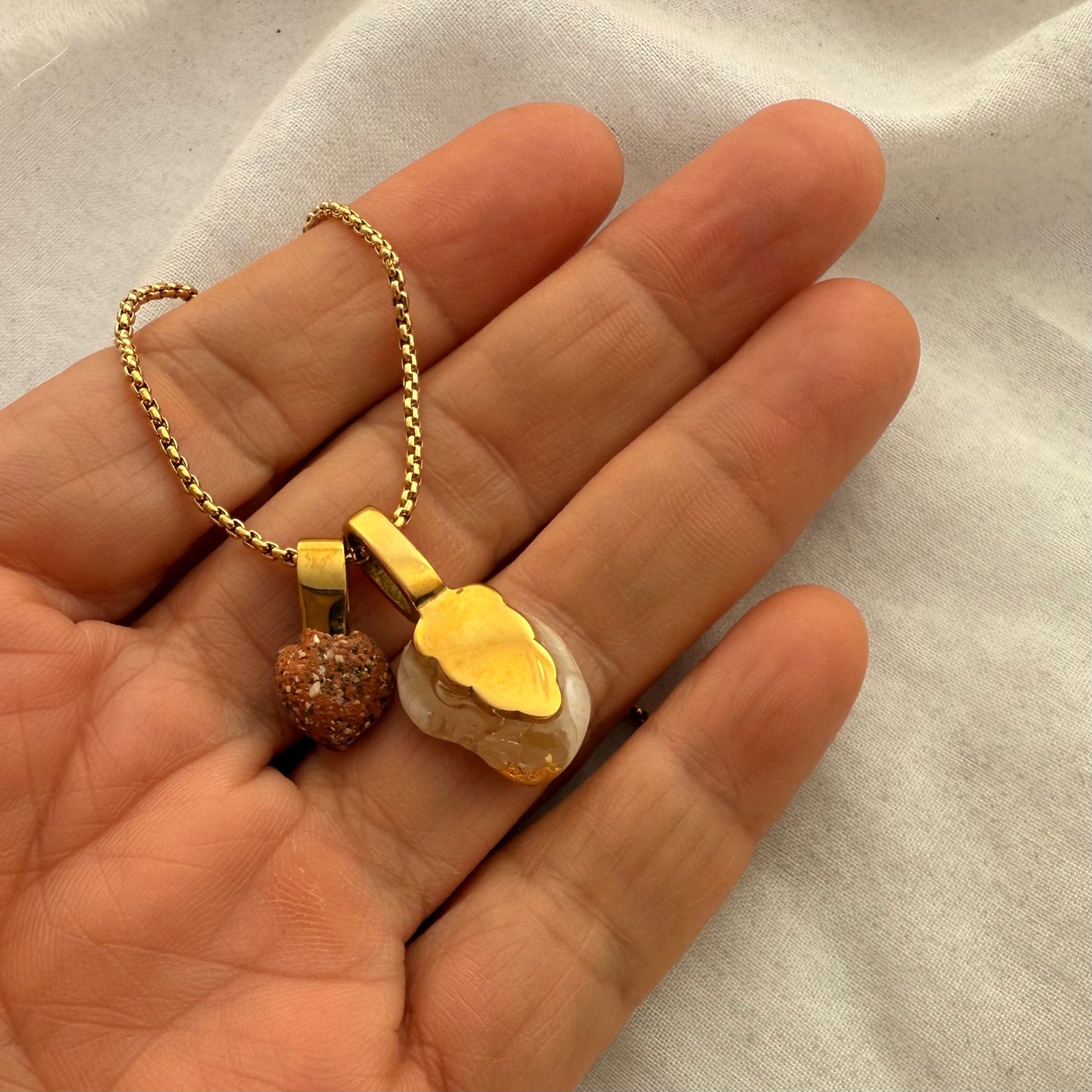 Mother & Child Shell Story Necklace: Ram's Horn Squid & Cockle Shell