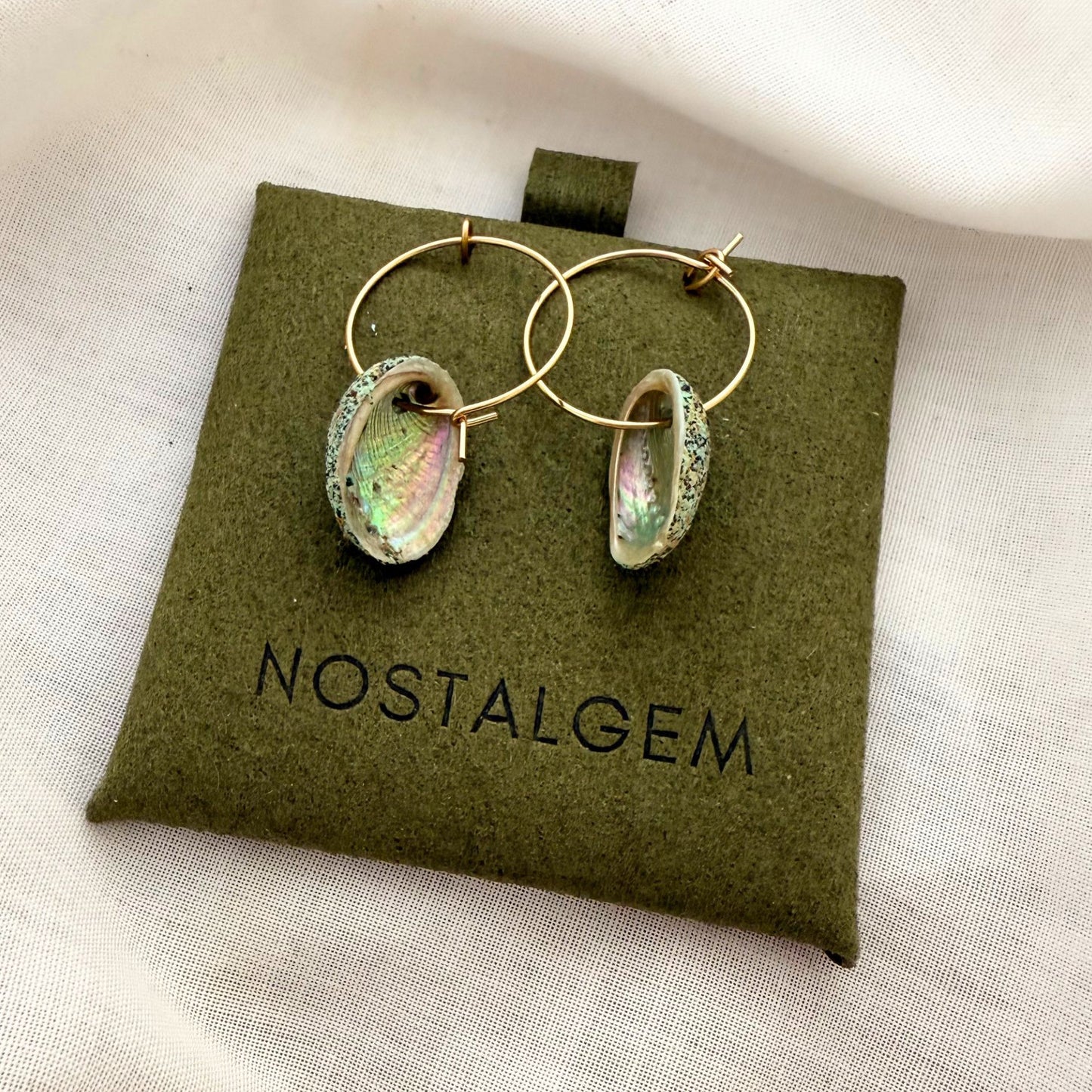 Paua Shell Hoop Earrings (Beachsand Stone)