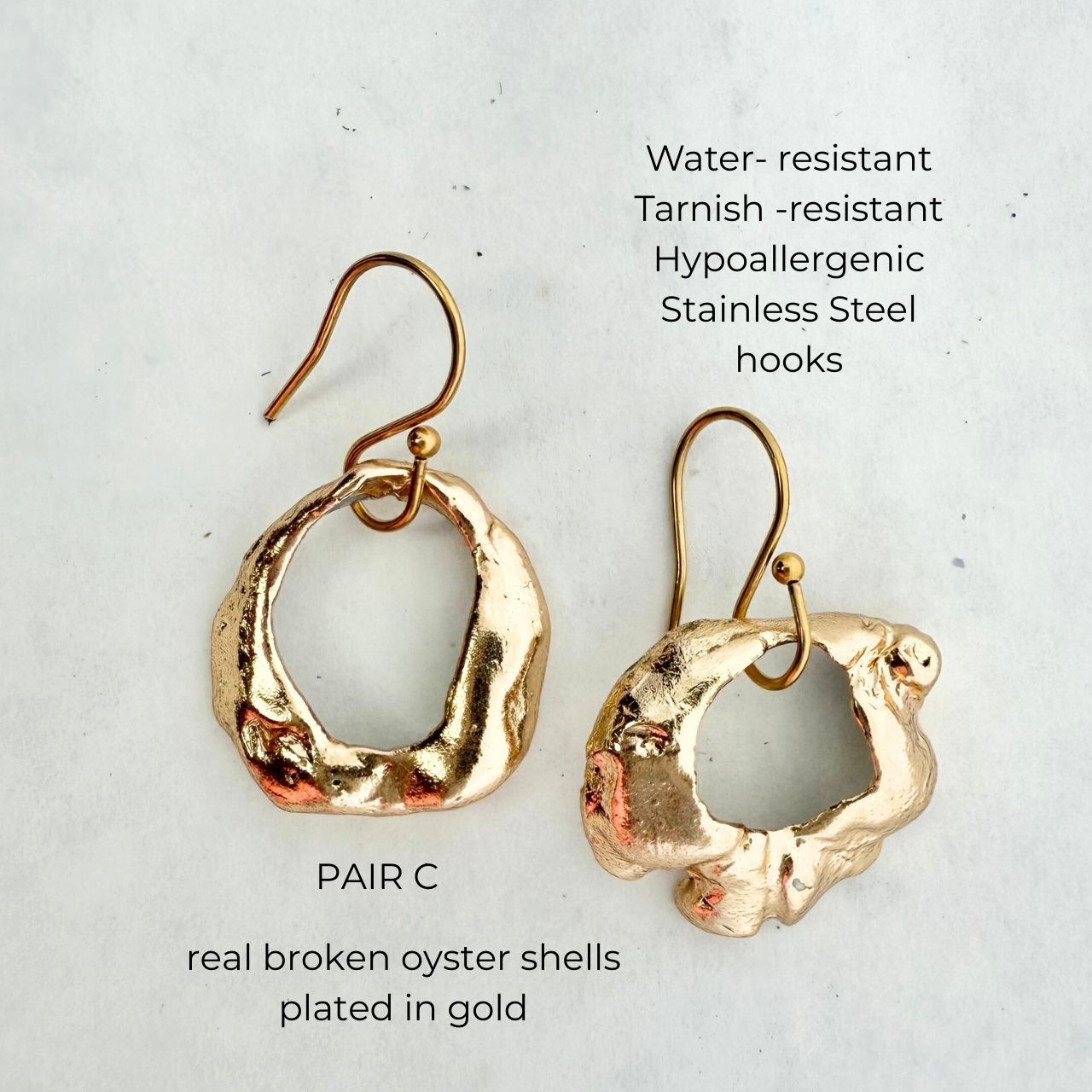 Broken Oyster Shell Earrings (Gold)