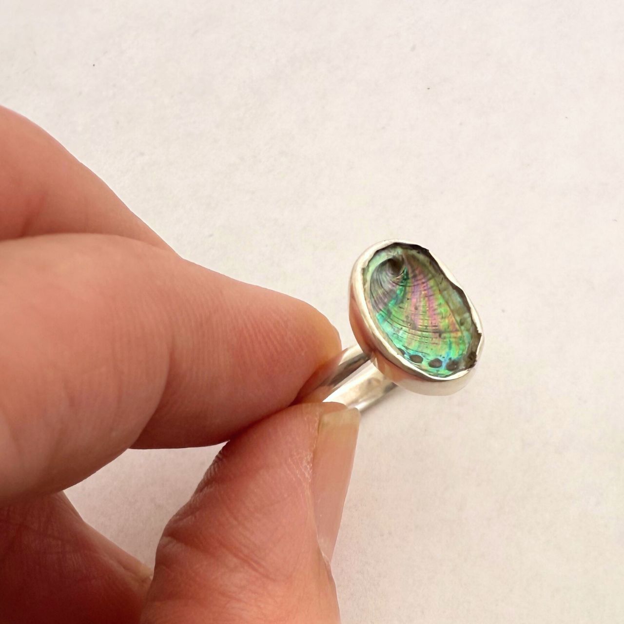 Paua Shell Story Sterling Silver Ring (12mm)