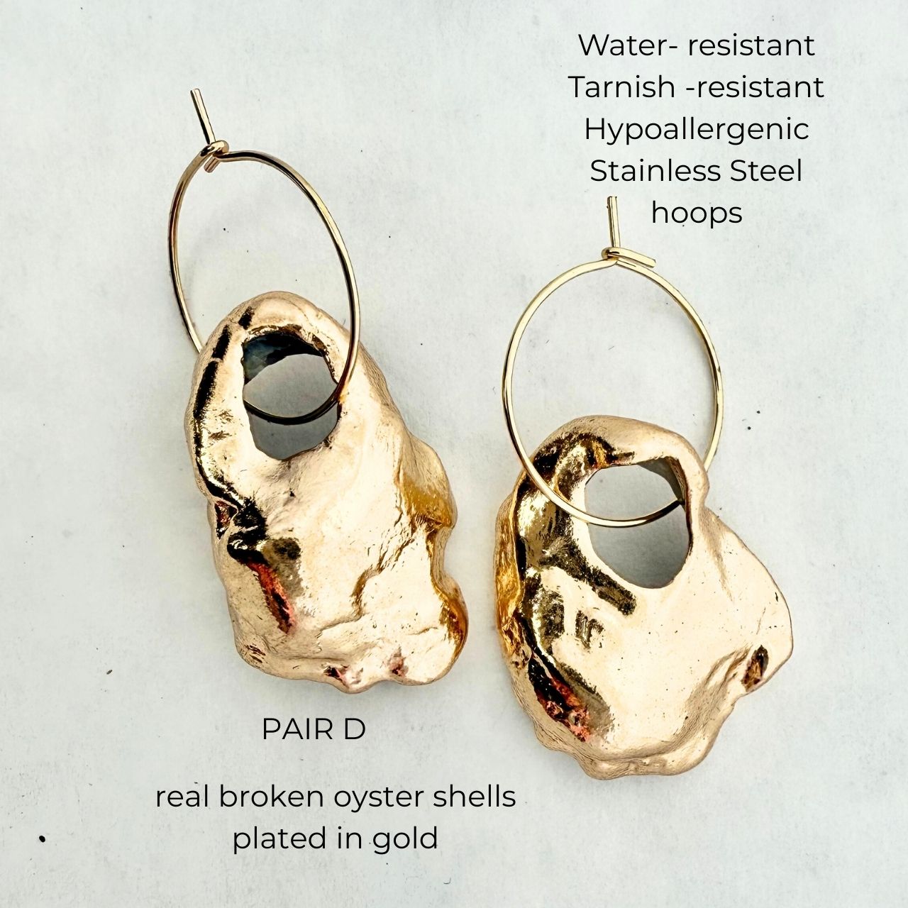 Broken Oyster Shell Earrings (Gold)