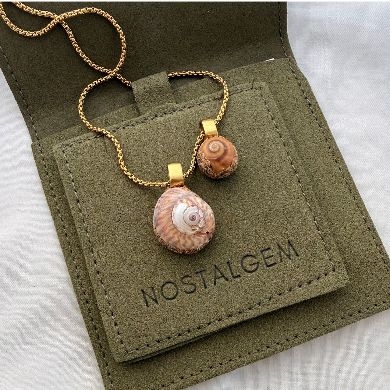 Pinwheel Pair Shell Story Necklace (Gold)