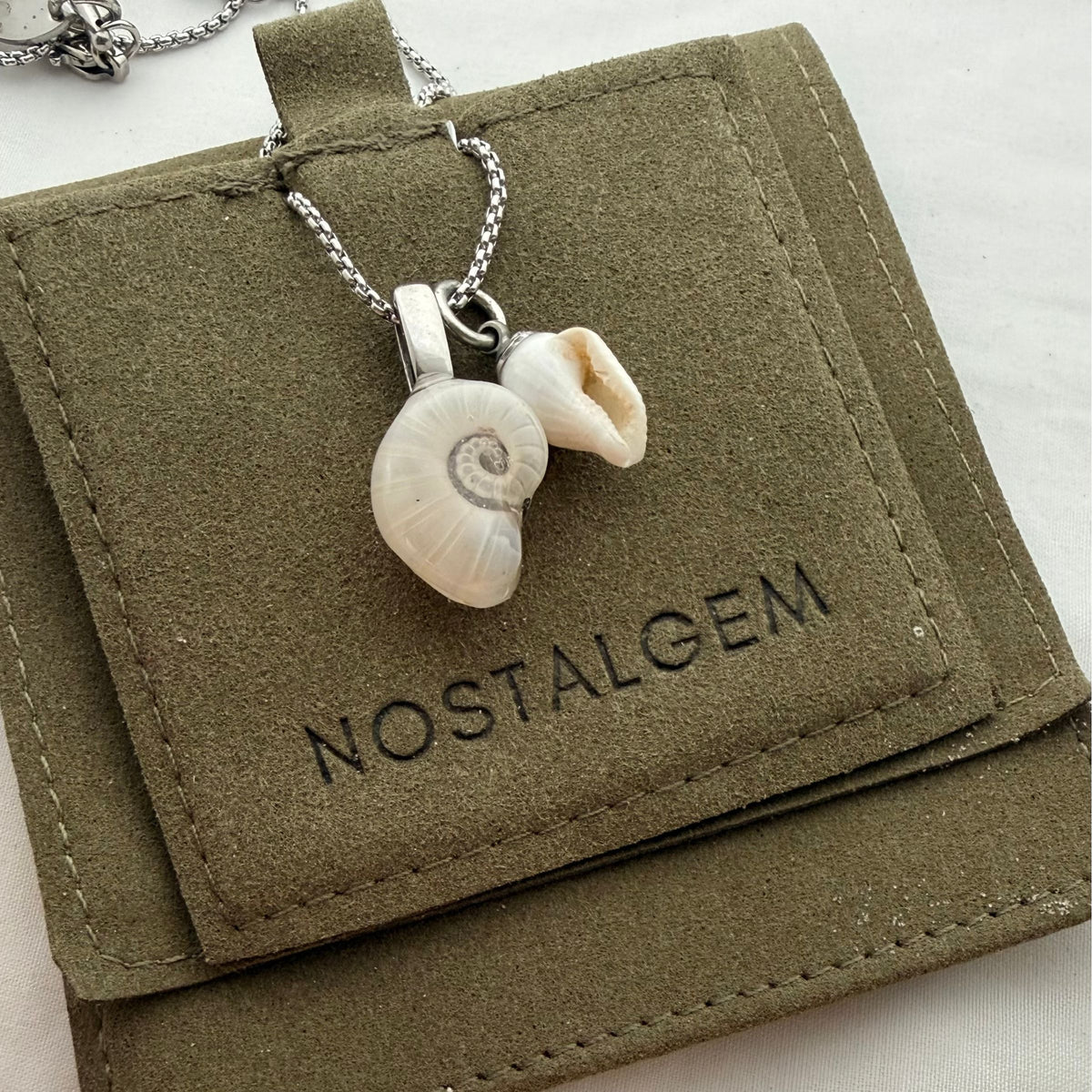 Ram's Horn & Whelk Shell Story Necklace (Silver)