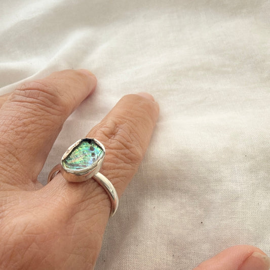 Paua Shell Sterling Silver Ring (13mm) - Samples & Seconds
