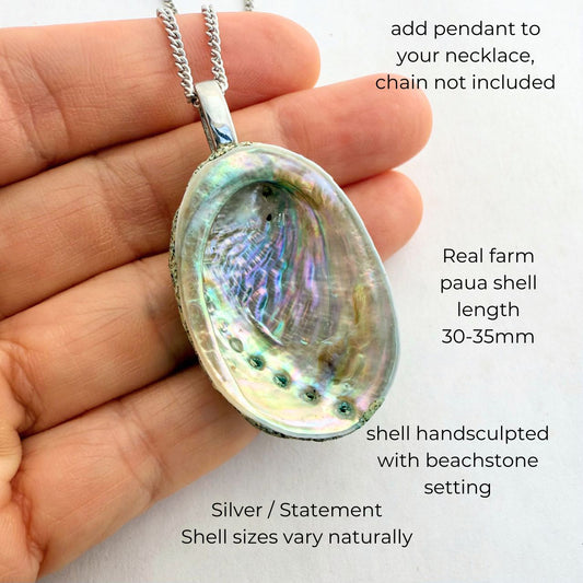 Pāua Shell Pendant - Statement (Pendant Only)
