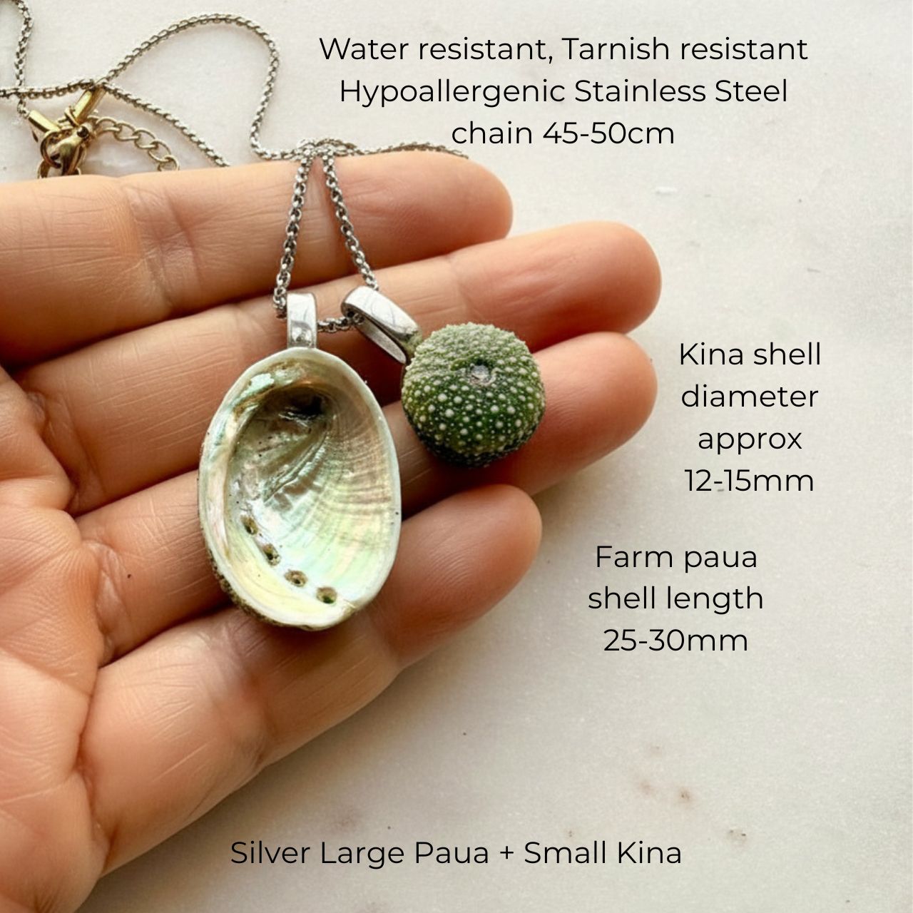 Paua & Kina Shell Pair Necklace (BEST SELLER)