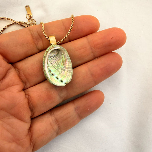 Paua Shell Single Pendant Necklace (15-18mm)