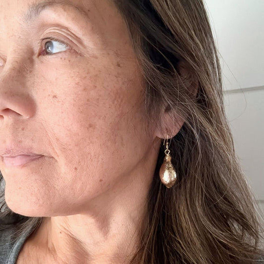Gold Seaweed Bladder Drop Earrings — Samples & Seconds