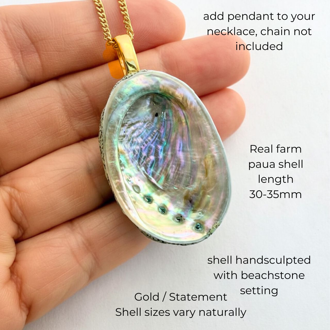 Pāua Shell Pendant - Statement (Pendant Only)