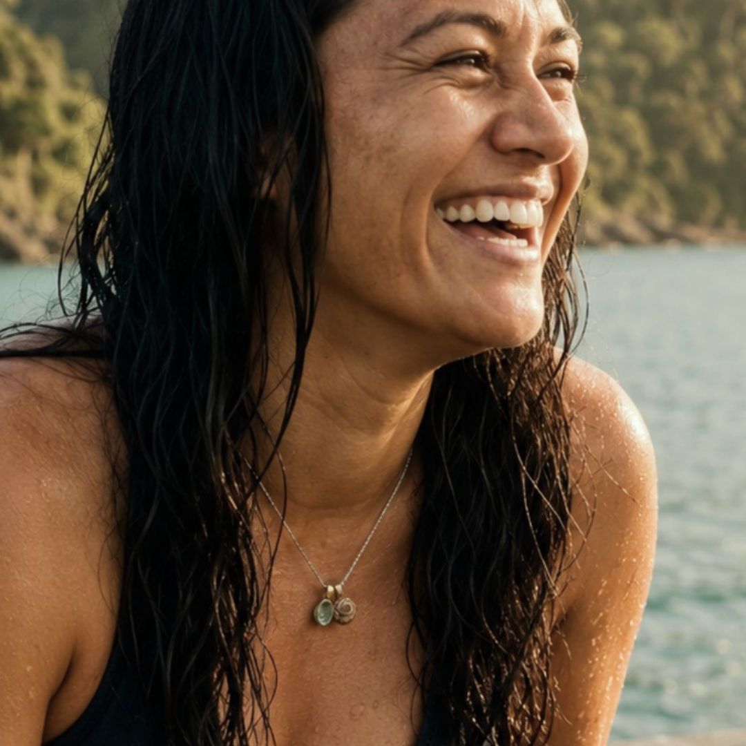 Miniature Pāua Shell Pair Necklace