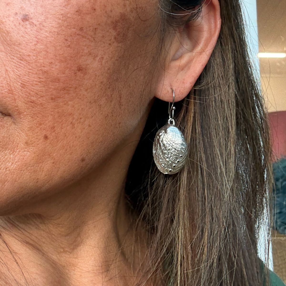 Silver Paua Shell Drop Earrings