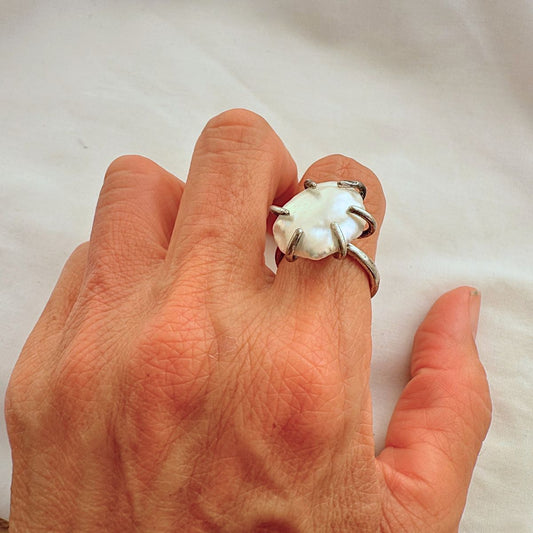 Baroque Pearl Claw Ring