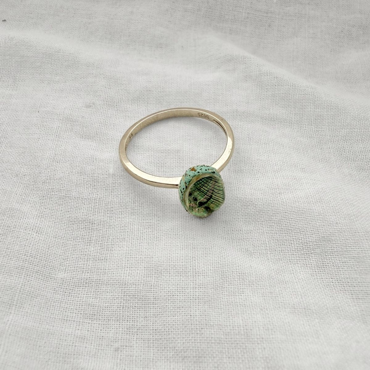 Tiny Paua Shell Sterling Silver Ring
