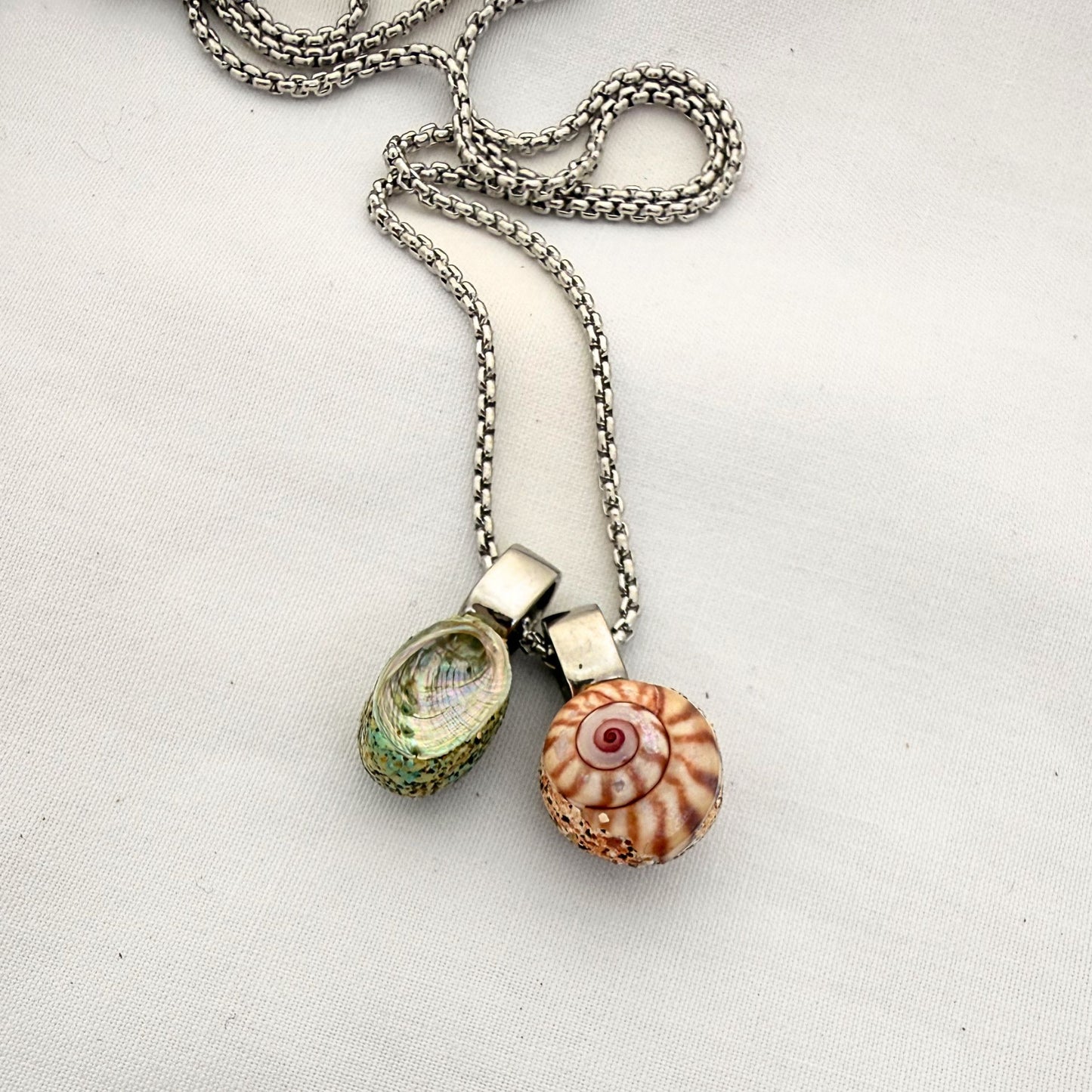 Miniature Pāua Shell Pair Necklace