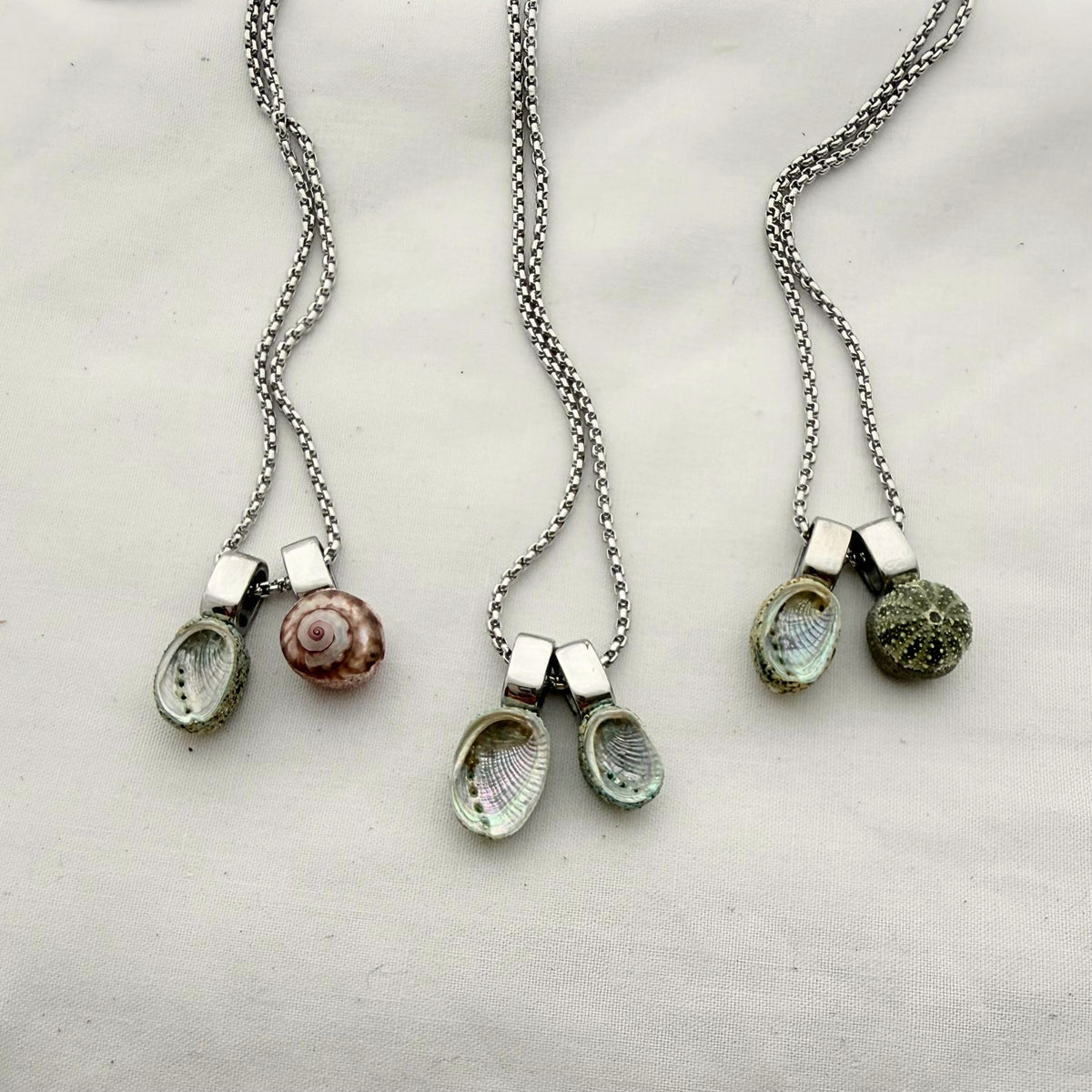 Miniature Pāua Shell Pair Necklace