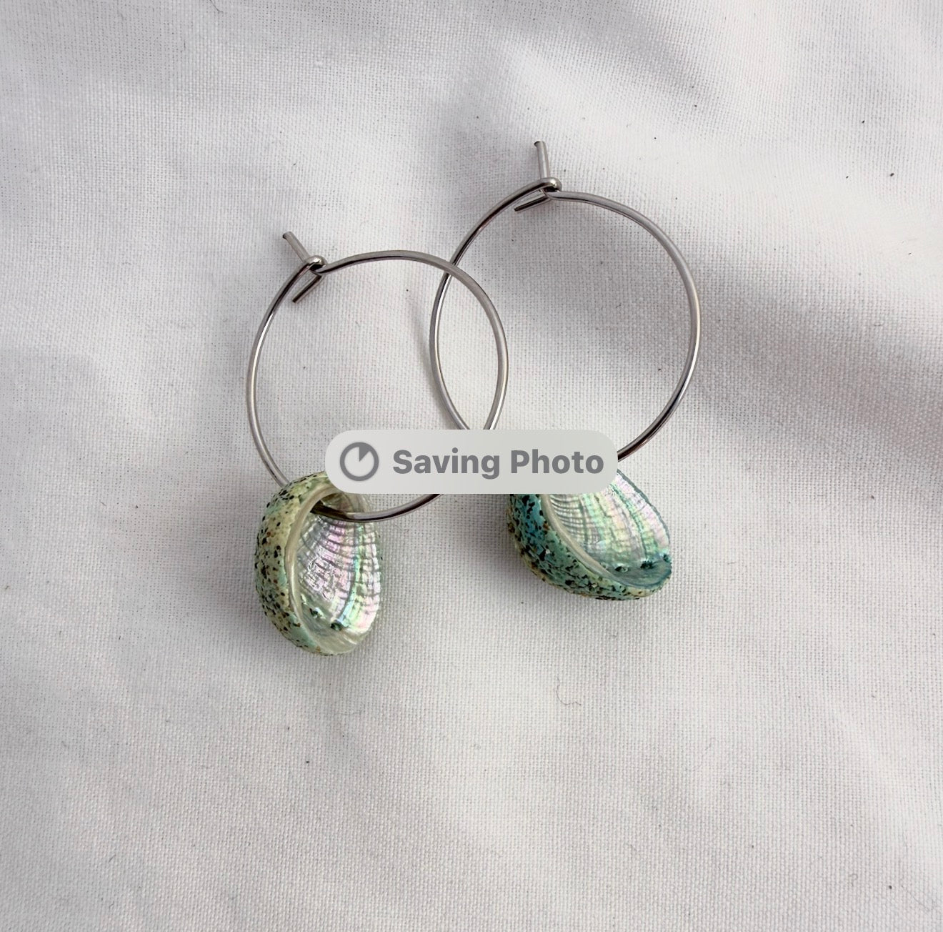 Paua Shell Hoop Earrings (Beachsand Stone)