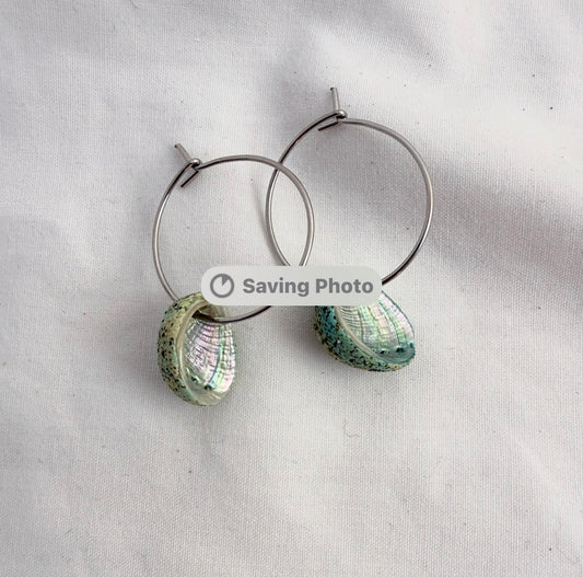 Paua Shell Hoop Earrings (Beachsand Stone)
