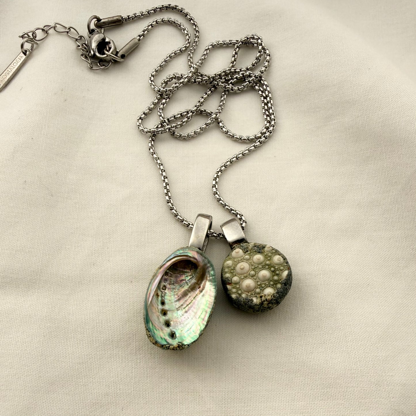 Paua & Broken Kina Shell Pair Necklace