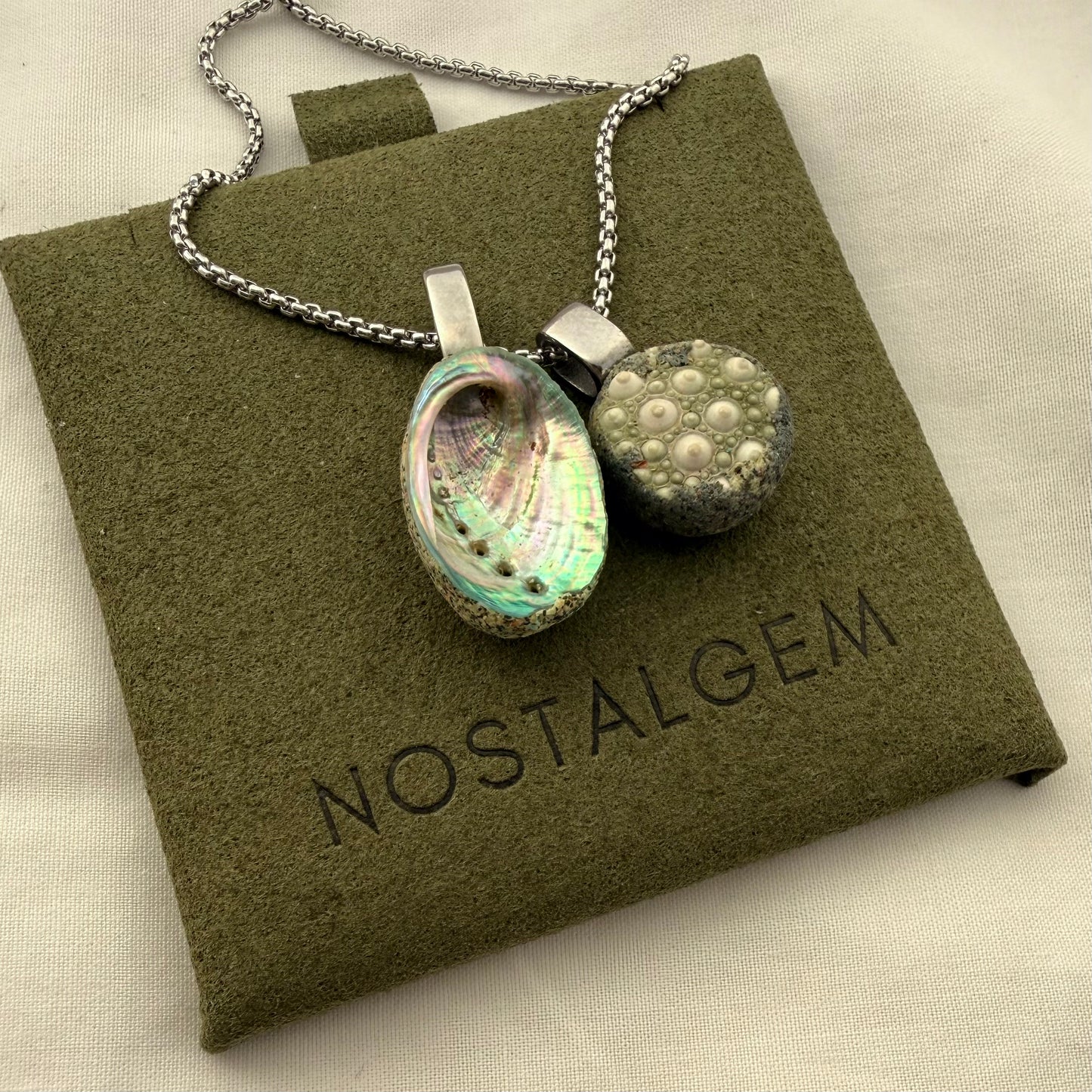 Paua & Broken Kina Shell Pair Necklace