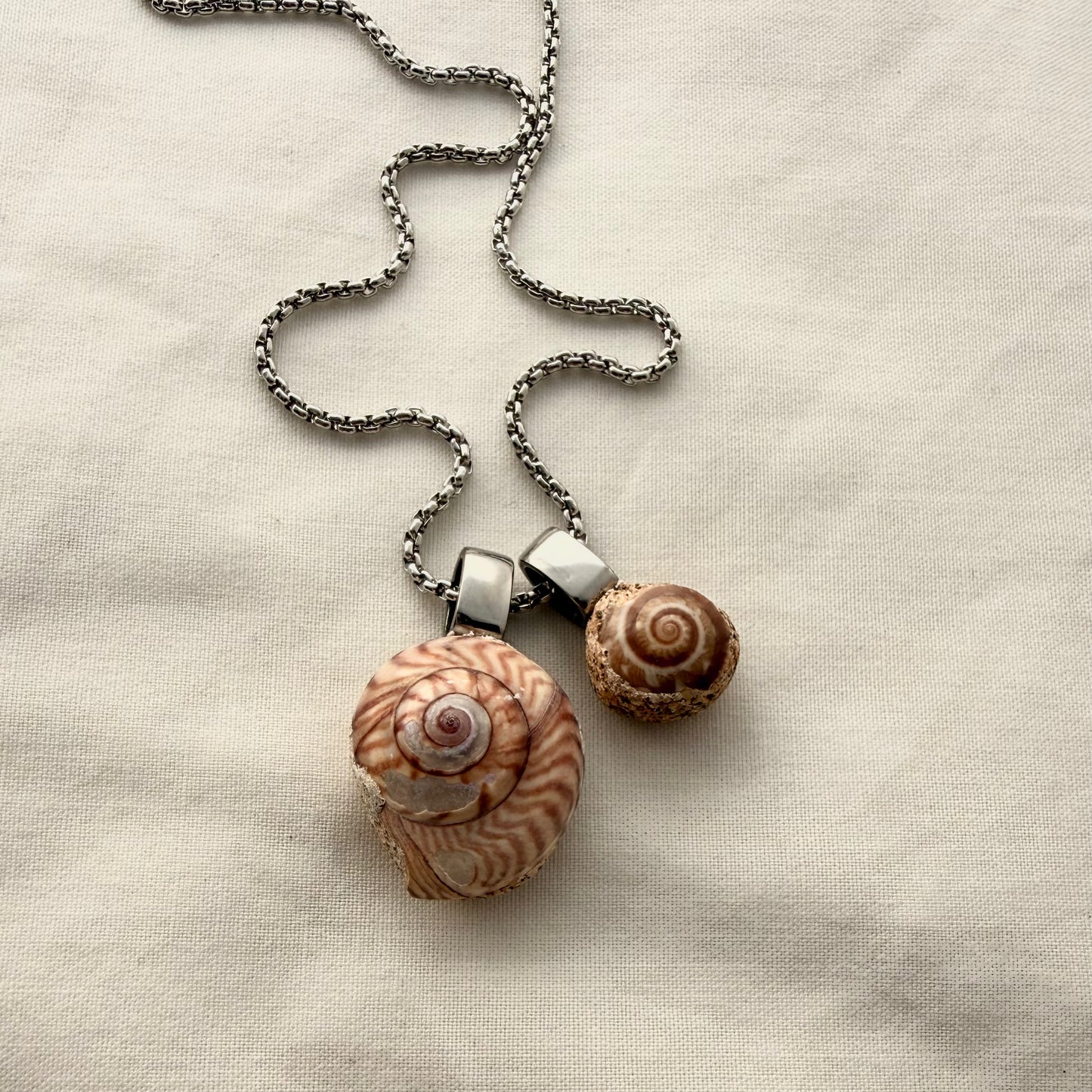 Pinwheel Pair Shell Story Necklace (Silver)