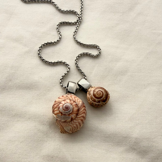 Pinwheel Pair Shell Story Necklace (Silver)