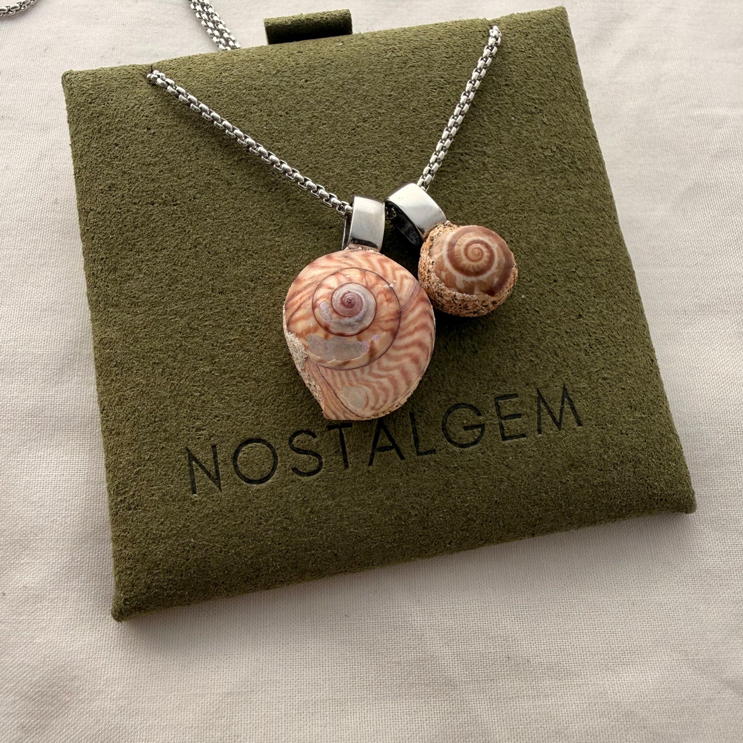 Pinwheel Pair Shell Story Necklace (Silver)