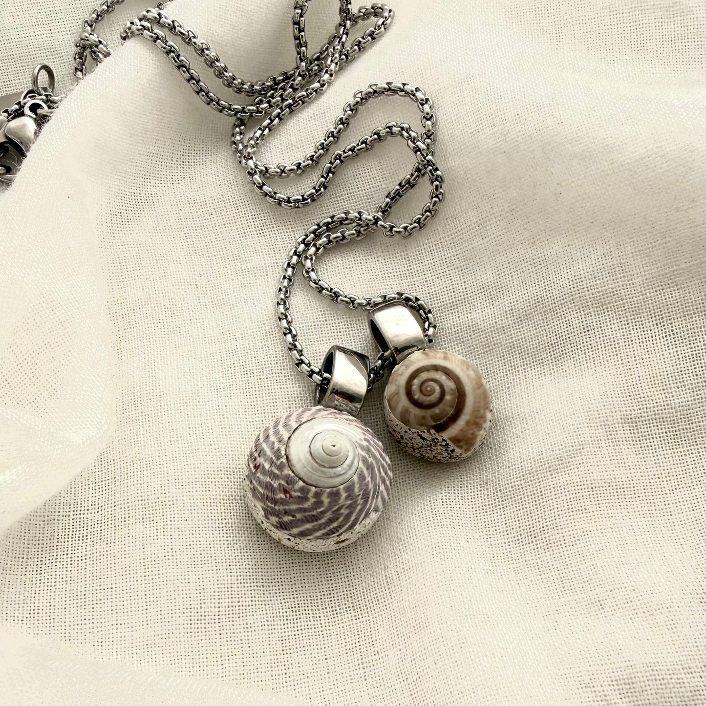 Spiral Koru Shell Pair Necklace