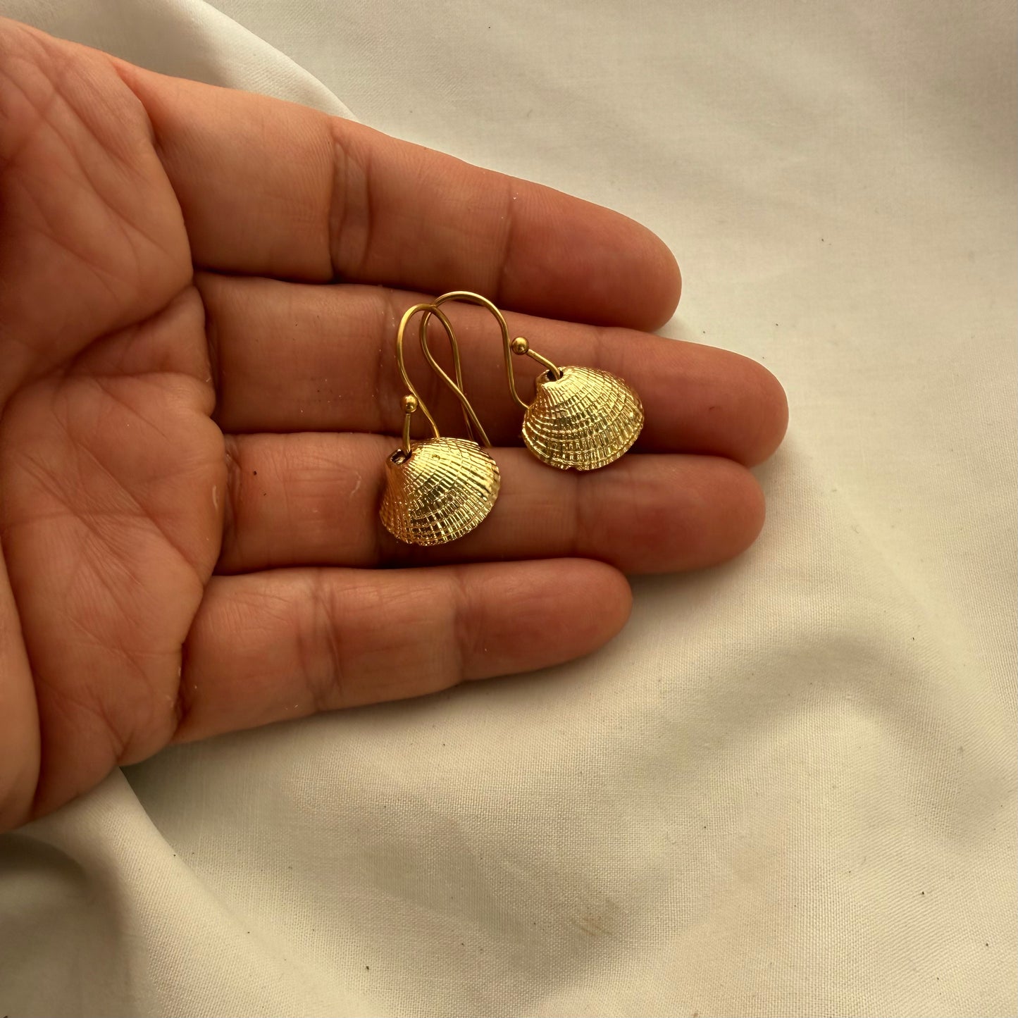 Cockle Shell Hook Earrings Gold Plated