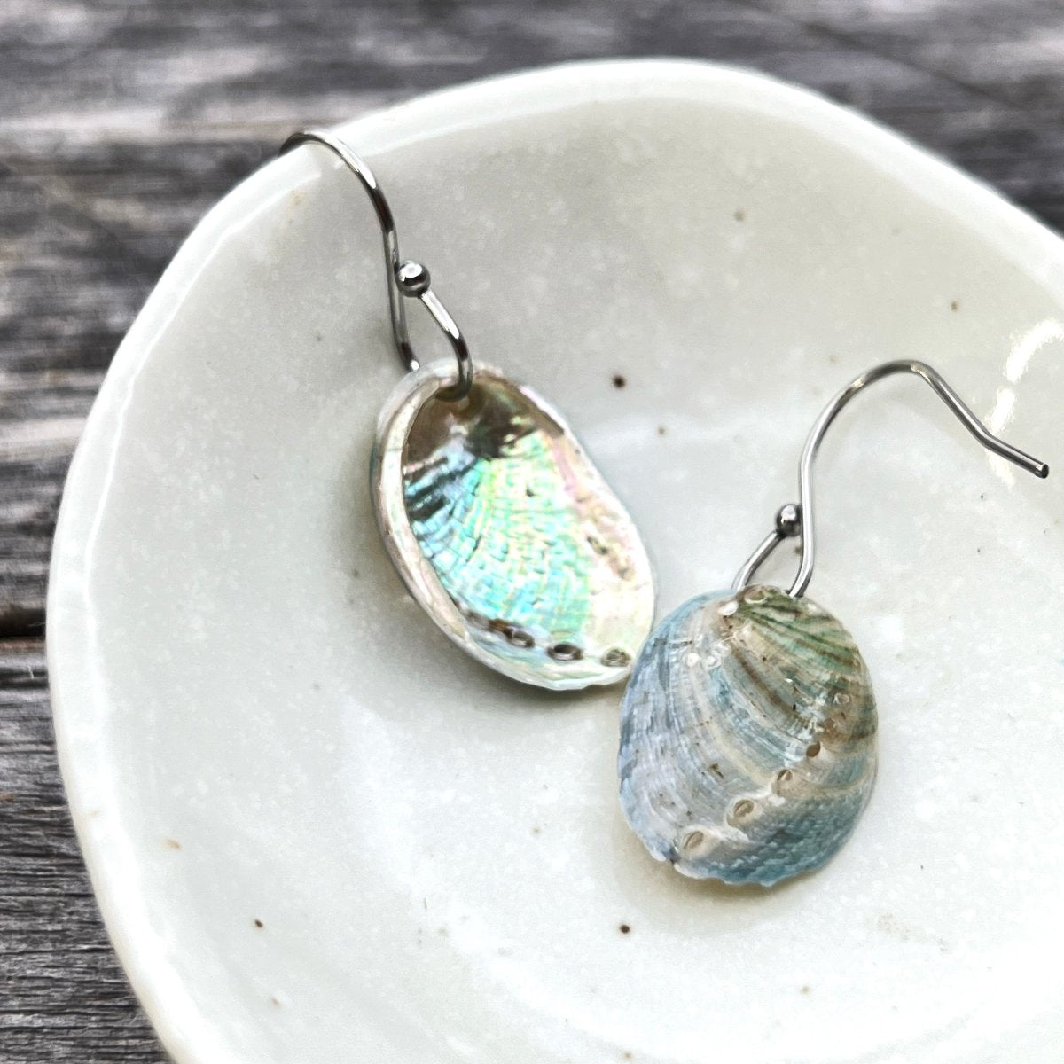 SS34 - Farm Paua Shell 20mm French Hook Earrings (Surgical Steel)