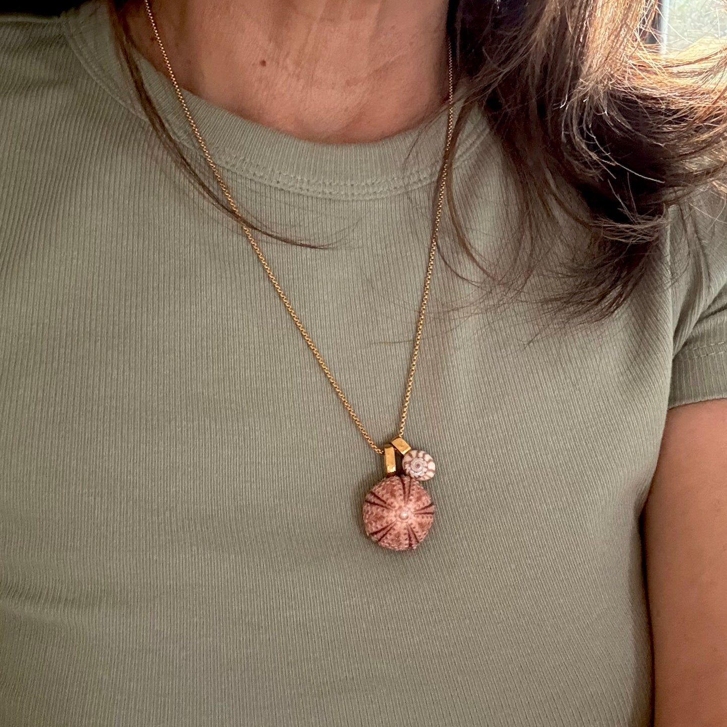 Pink Kina & Kota Wheel Shell Pair Necklace