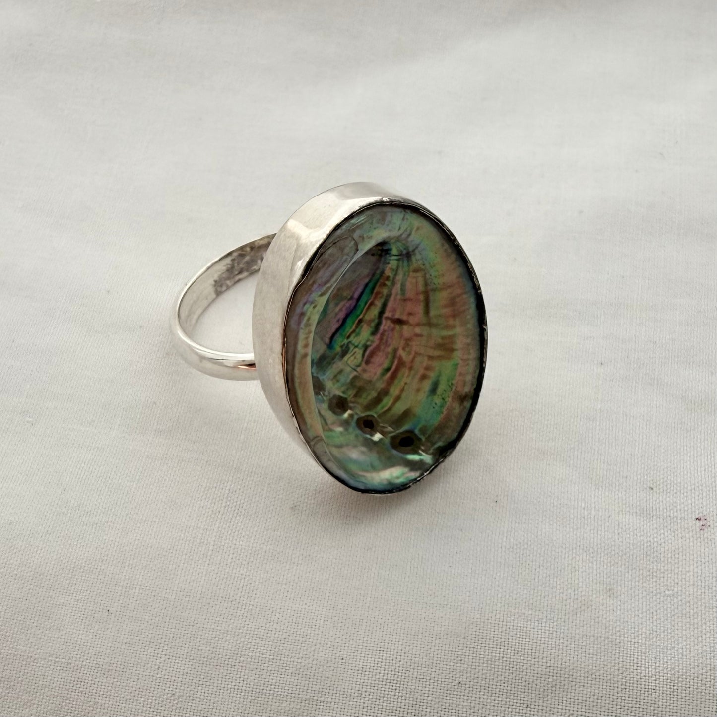 Paua Sterling Silver Adjustable Ring (25mm)