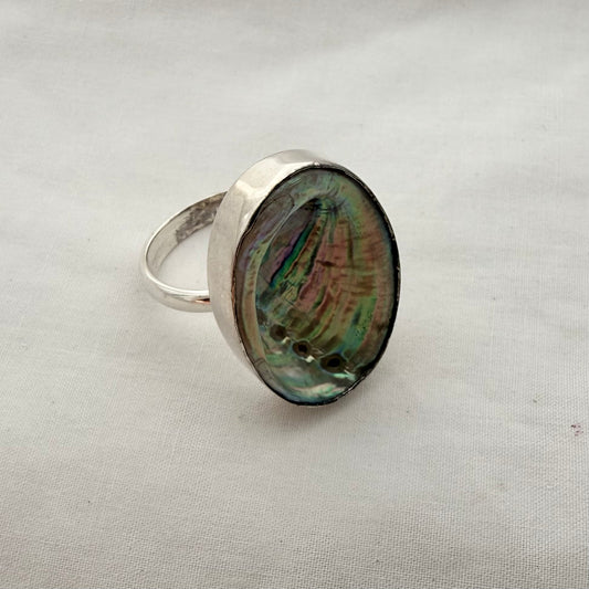 Paua Sterling Silver Adjustable Ring (25mm)