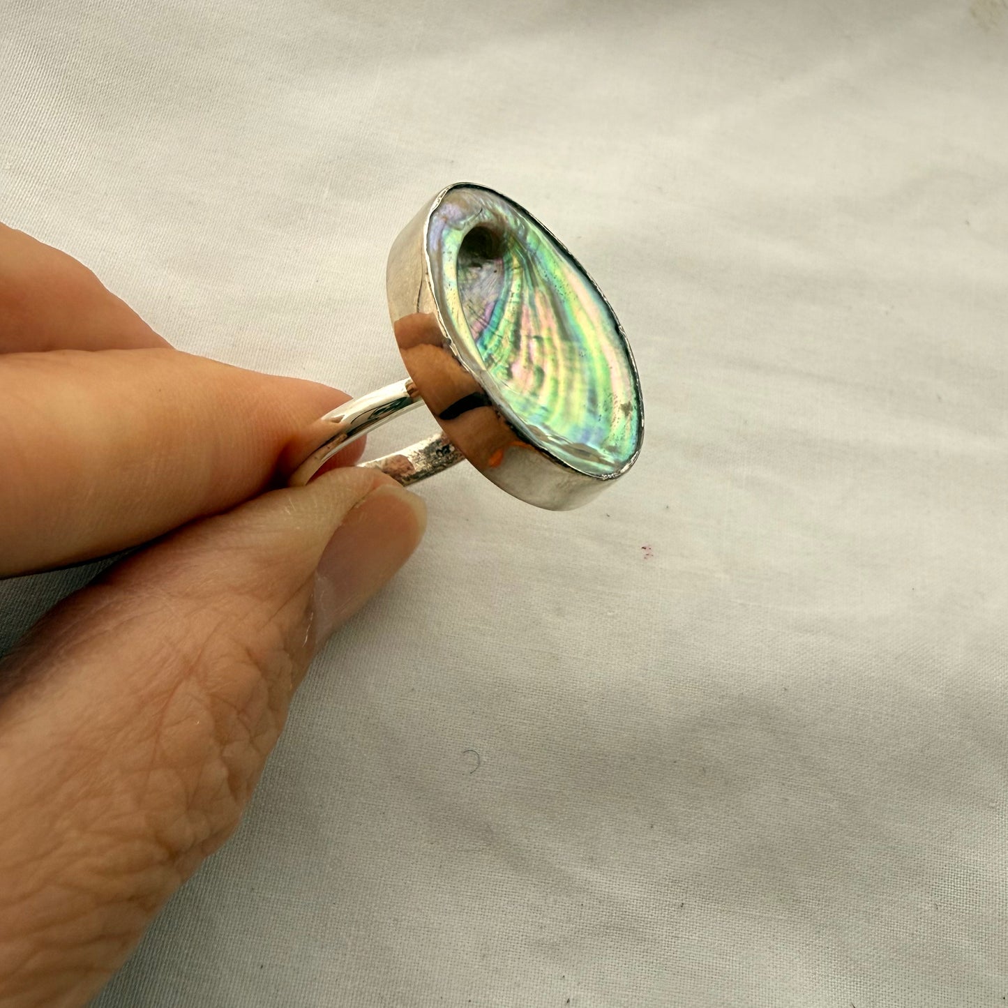 Paua Sterling Silver Adjustable Ring (25mm)