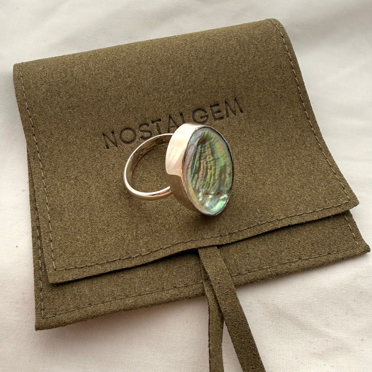 Paua Sterling Silver Adjustable Ring (25mm)